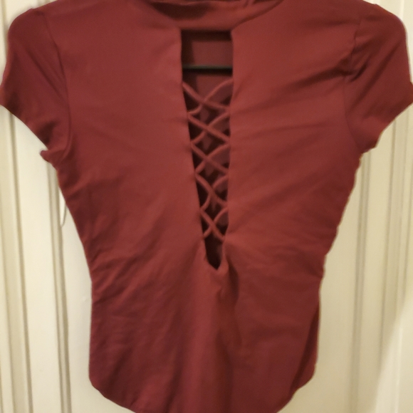 Red body suit top - Picture 3 of 4